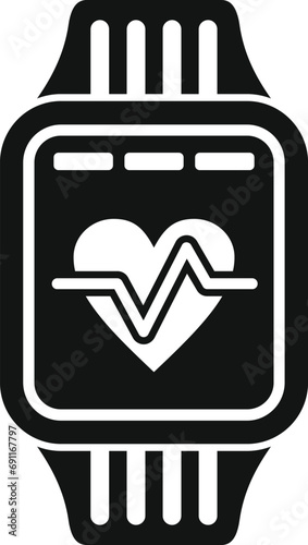 Heart rate smartwatch icon simple vector. Run healthcare. Smart wifi data