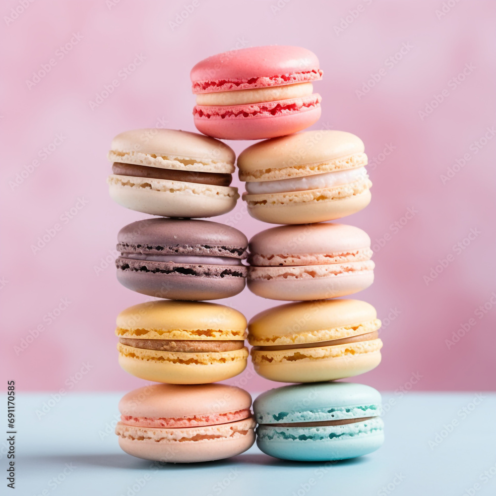A photo of an minimalist Macaroons Background created with Generative Ai A photo of an minimalist Macaroons Background created with Generative Ai