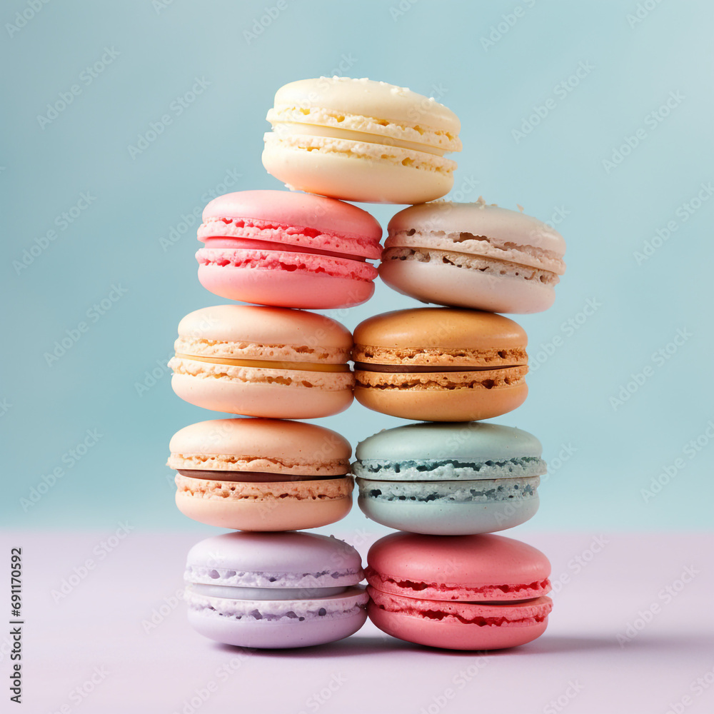 A photo of an minimalist Macaroons Background created with Generative Ai A photo of an minimalist Macaroons Background created with Generative Ai