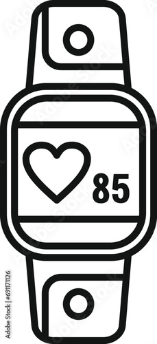 High rate band icon outline vector. Fitness workout. Network lifestyle data