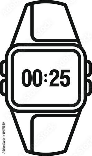 Data clock smartwatch icon outline vector. Network band app. Smart device