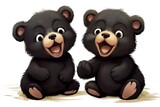 cute drawing black bear cubs