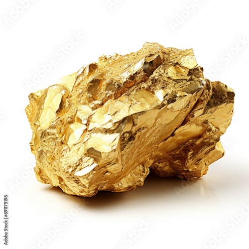 Shimmering gold nugget isolated on white background for captivating and opulent designs