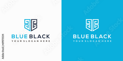 Letter B vector logo design in shield shape