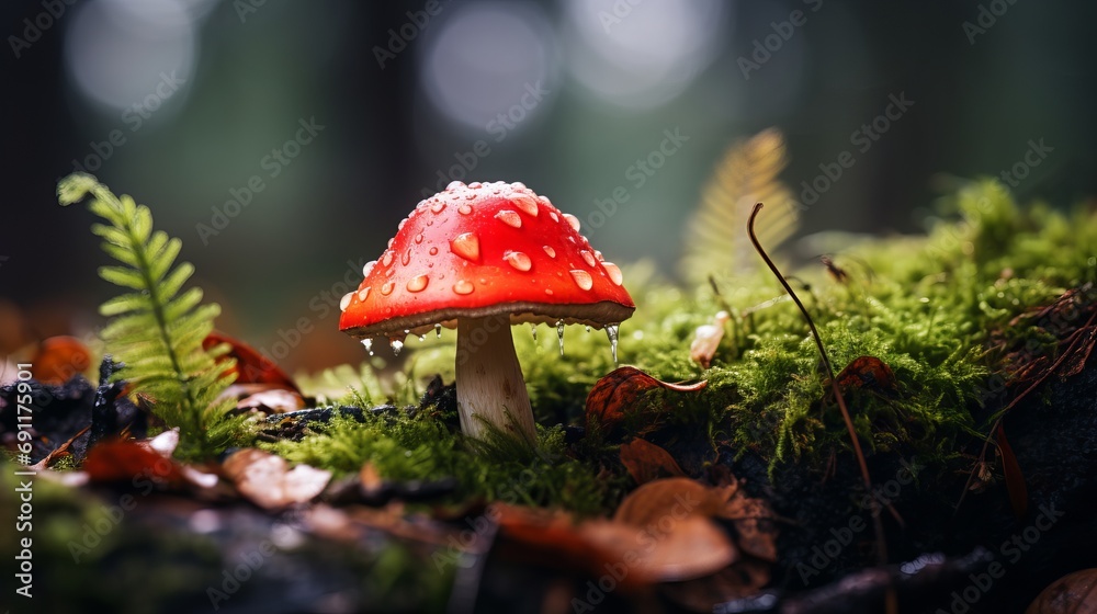 An image of a red mushroom that is in the process of growing. An image of a red mushroom that is in the process of growing.
