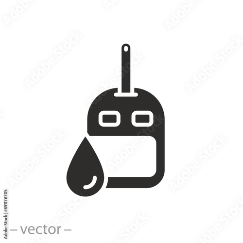 define level icon, blood sugar test, flat symbol on white background