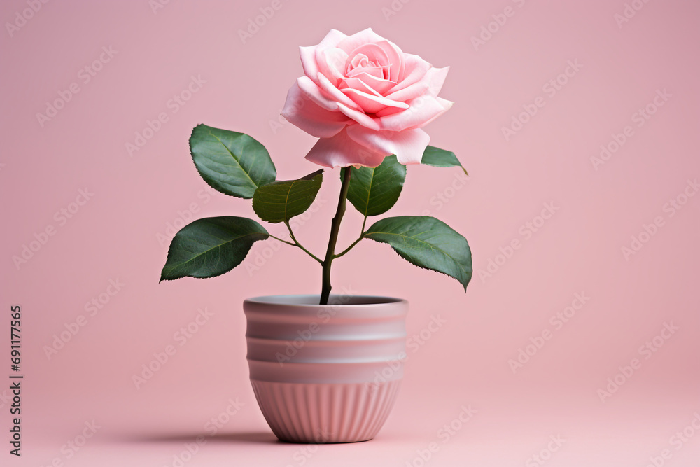 a detailed image of a pink rose flower, in full bloom created with Generative Ai a detailed image of a pink rose flower, in full bloom created with Generative Ai