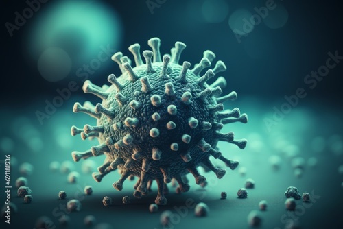 Flu covid 19 virus cell on outbreak influenza background with coronavirus covid 19 pandemic concept