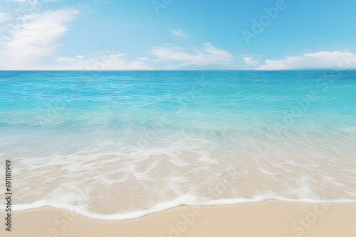 Tropischer Sandstrandzauber: Hintergrund mit sanft wiegenden Palmblättern für die perfekte Urlaubsatmosphäre © Seegraphie