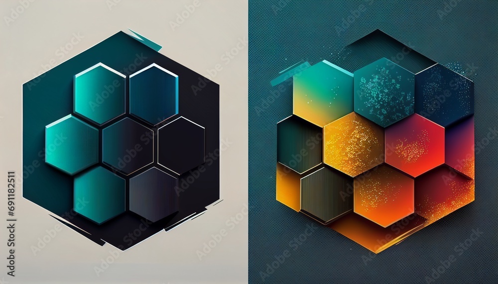 A modern and sophisticated logo design with a flat vector abstract hexagon, representing unity and versatility.