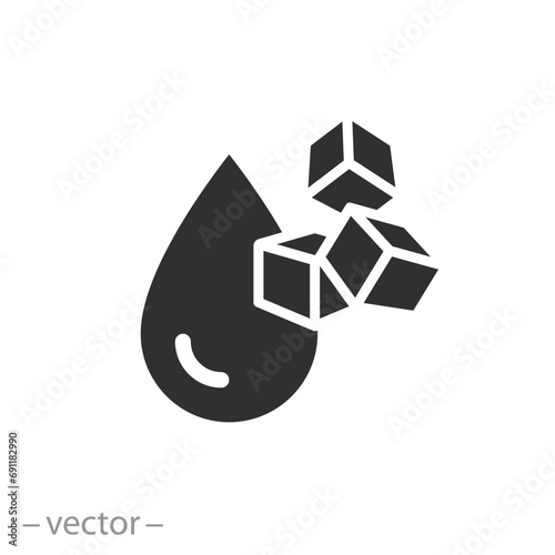 human level sugar icon, blood test, flat symbol on white background - editable stroke vector illustration eps10