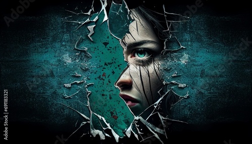 A psychological thriller book cover with a distorted reflection in a shattered mirror, hinting at suspense and intrigue.