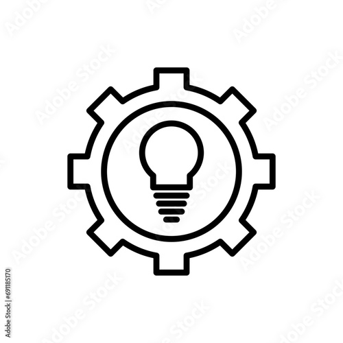 Business Intelligence icon. innovative creative business idea or low power efficient invention vector. lightbulb with cogwheel and gear shows productivity increase and efficient solution symbol sign 