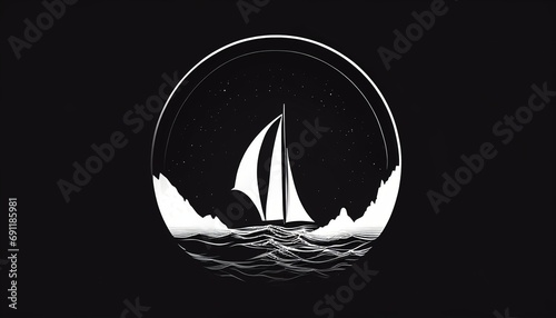 An elegant logo design with negative space forming a hidden sailboat, conveying adventure and exploration. © CREATER CENTER