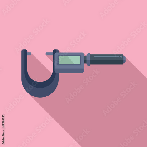 Digital micrometer machining icon flat vector. Scale precise. Work steel tool