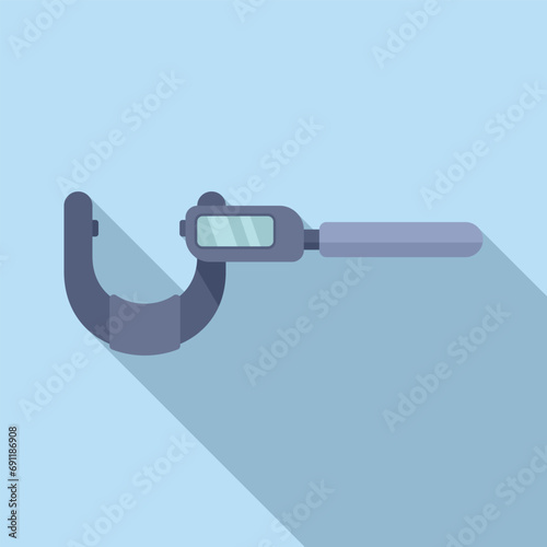 Digital micrometer gauge icon flat vector. Vernier scale object. Steel work