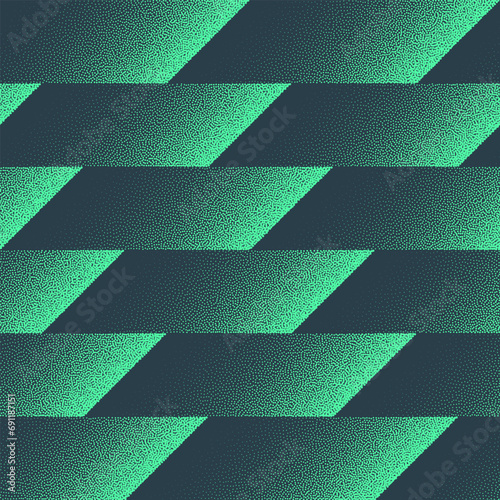 Turquoise Dynamic Speed Lines Seamless Pattern Mod Graphic Art with Mint Color. Abstract Background for Wallpaper, Wrapping, Textile, Print, Design. Halftone Visual Decoration in Bright, Vibrant Tones