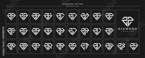 Set of luxury diamond crystal letter Z ZZ logo design