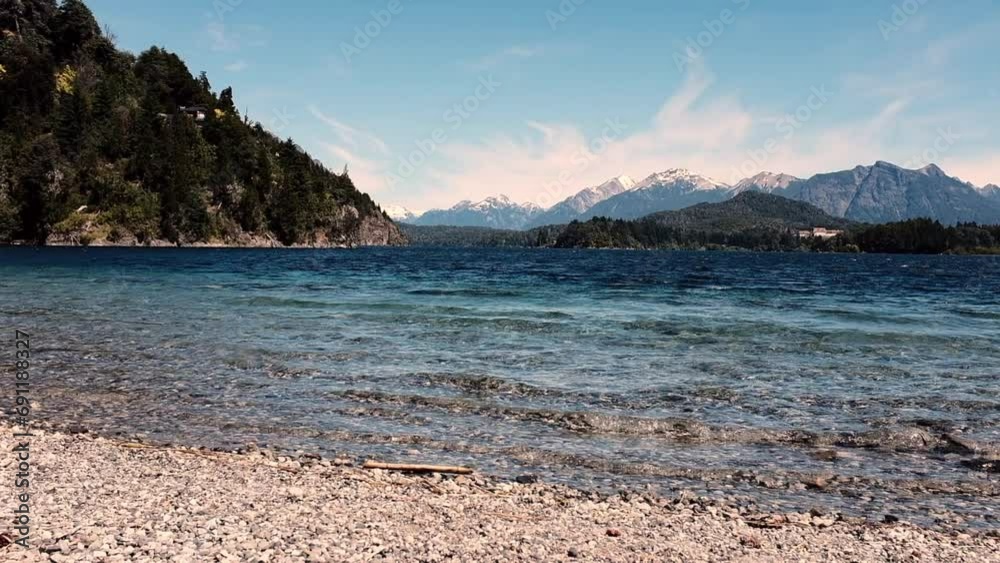 Static beach with crystal clear water in San Carlos de Bariloche Static beach with crystal clear water in San Carlos de Bariloche