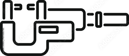 Digital micrometer machining icon outline vector. Scale precise. Work steel tool