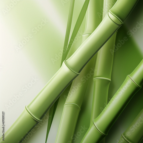 Fondo con detalle y textura de varias piezas de bambu verde, sobre fondo de tono verde suave