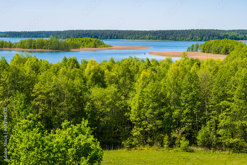View of Wigry lake from observation tower in Kruszniki, Wigry National Park, Podlasie, Poland