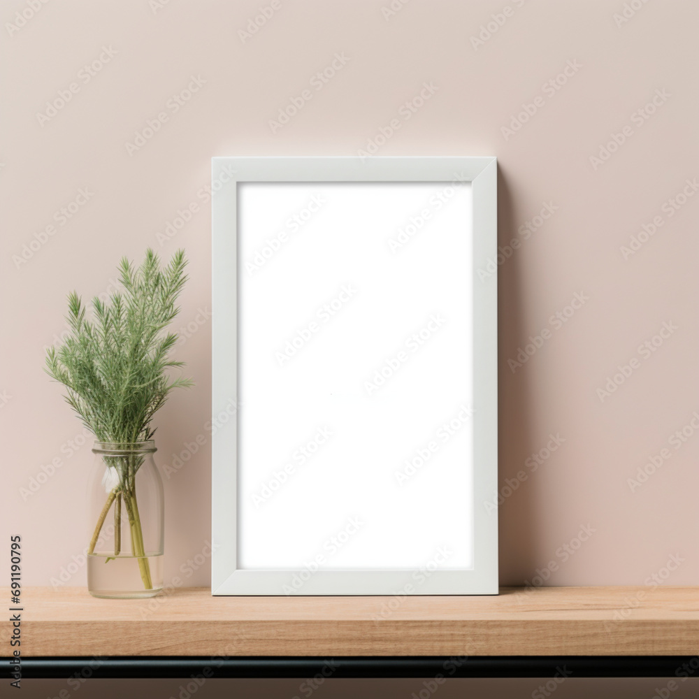 Fotografia de estilo mockup con detalle de marco en blanco, sobre fondo de tonos calidos Fotografia de estilo mockup con detalle de marco en blanco, sobre fondo de tonos calidos
