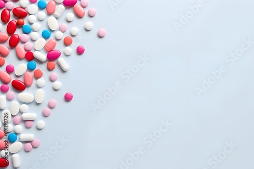 medical illness health medicines pills capsules background copy space
