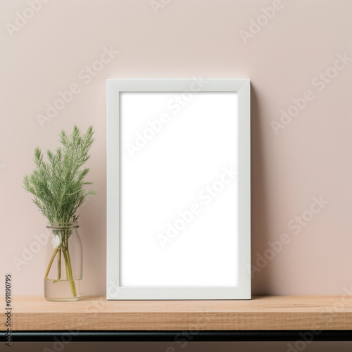 Fotografia de estilo mockup con detalle de marco en blanco, sobre fondo de tonos calidos