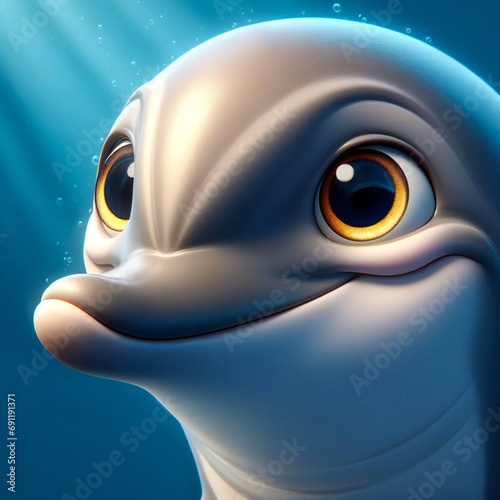 Cute and adorable dolphin. Generative AI.