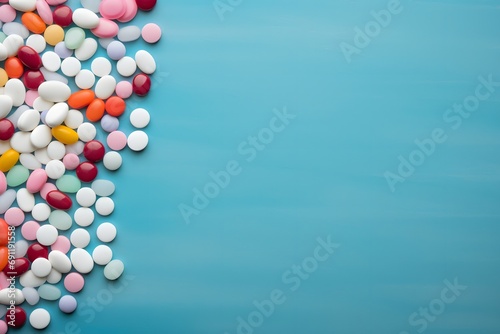 medical illness health medicines pills capsules background copy space