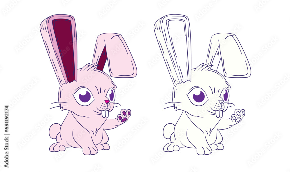 cute animal illustration for book drawing page