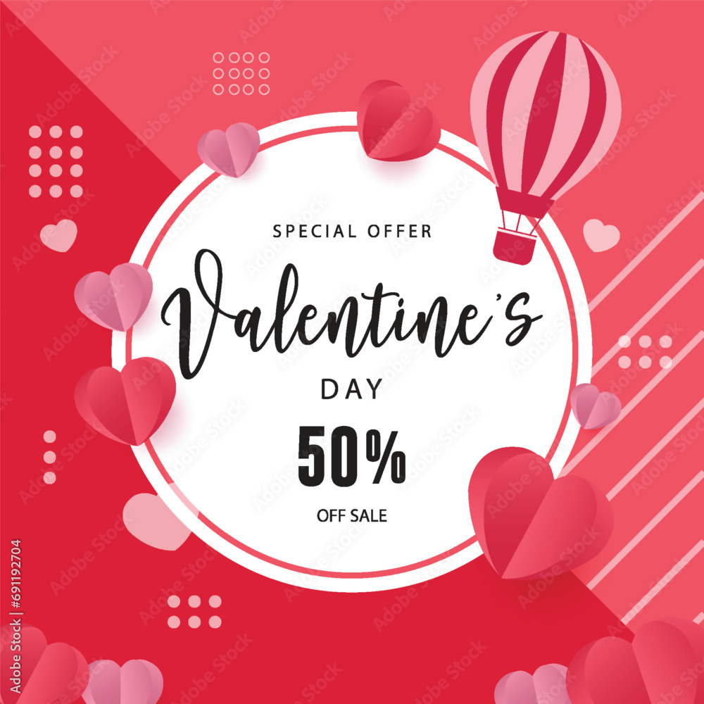 Vector valentines day up to discount sale poster design with editable text for social media