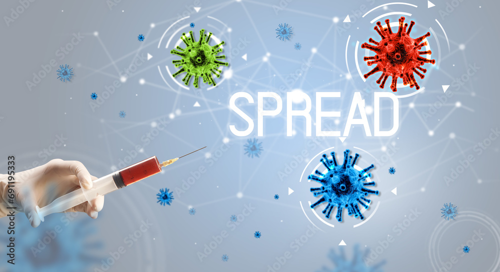 Syringe, medical injection in hand, coronavirus vaccine concept Syringe, medical injection in hand, coronavirus vaccine concept