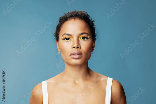 Lifestyle woman beauty portrait american smile african skin