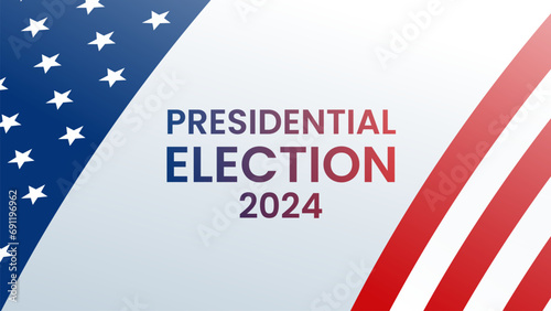US presidential elections banner. US vote campaign banner with american flag.