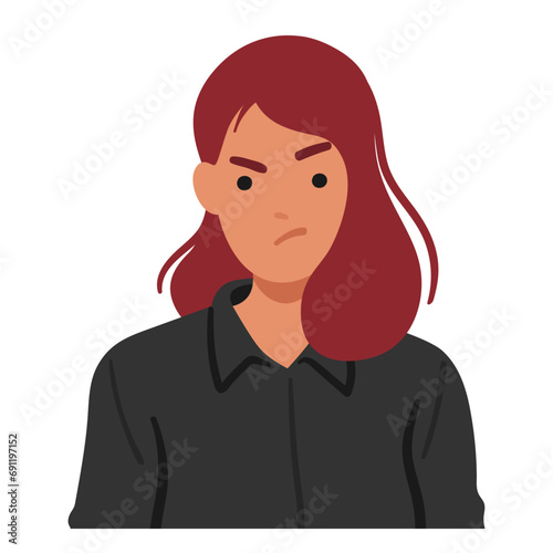 Woman Dissatisfied Expression Reveals Furrowed Brows, Downturned Lips, And A Distant Gaze, Portraying Discontentment