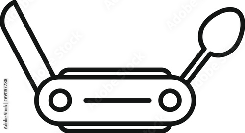 Campsite multitool icon outline vector. Healthy forest tourist. Vacation holiday
