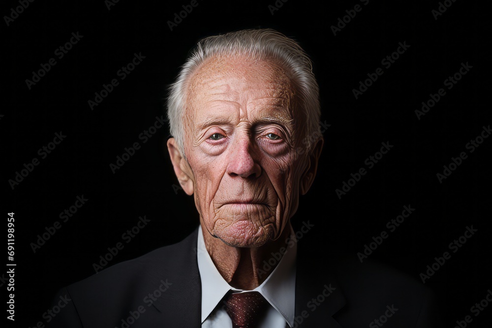 Portrait of a senior man on a black background. Isolated.