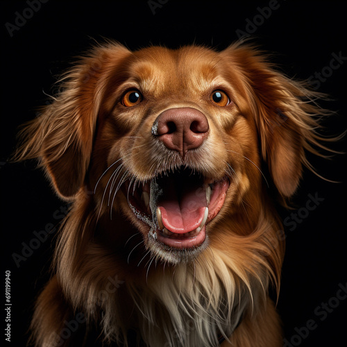 dog is talking and showing his mouth open, happy © Elements Design