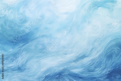 An abstract design of swirling snow and frost in cool blue tones