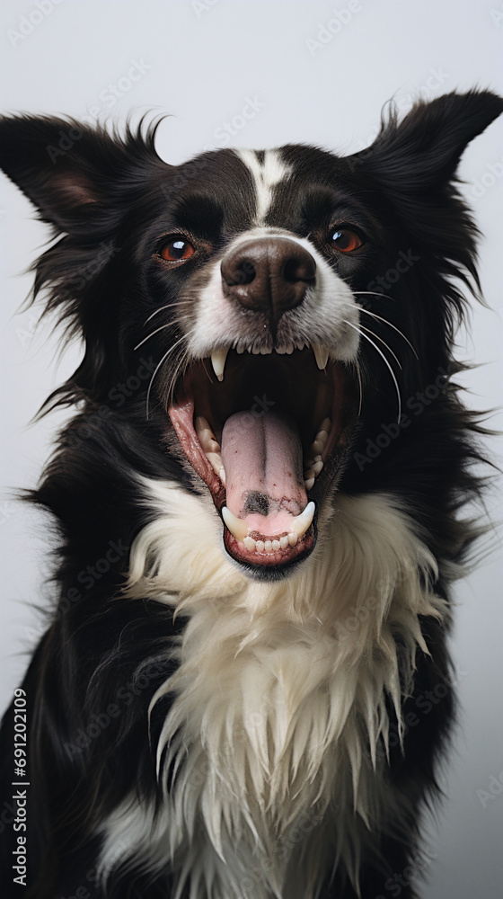 Obraz premium dog is talking and showing his mouth open, happy