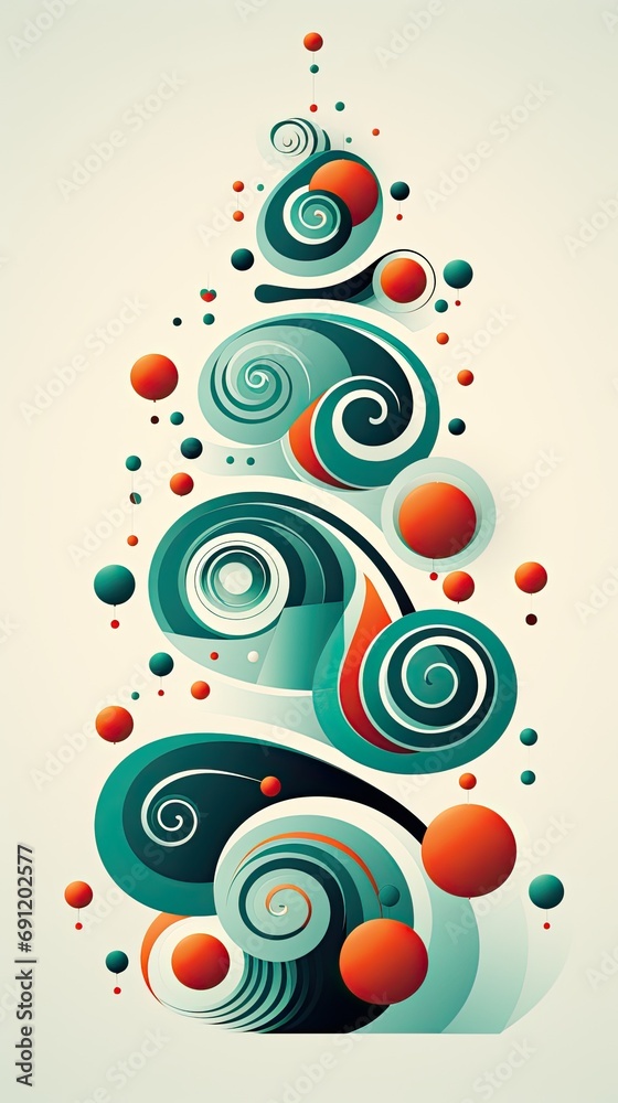 an Abstract Christmas tree with various shapes and colors in a Holiday-themed, vertical format of photorealistic illustration in JPG. Generative ai an Abstract Christmas tree with various shapes and colors in a Holiday-themed, vertical format of photorealistic illustration in JPG. Generative ai