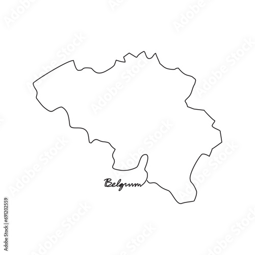 One continuous line drawing of country Map for Belgium vector illustration. Country map illustration simple linear style vector concept. Country territorial area and suitable for your asset design.