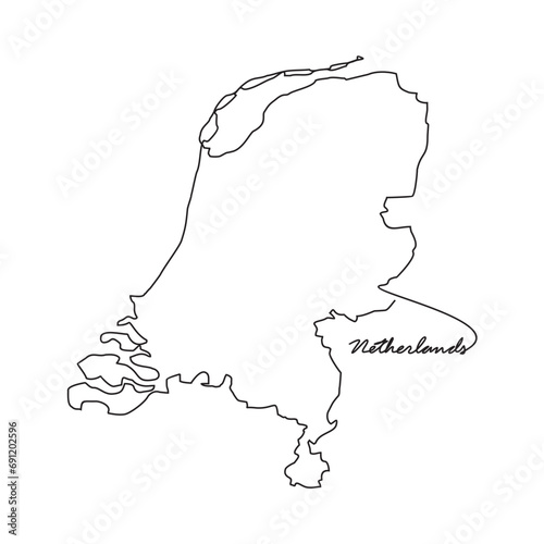 One continuous line drawing of country Map for Netherlands vector illustration. Country map illustration simple linear style vector concept. Country territorial area and suitable for your asset design