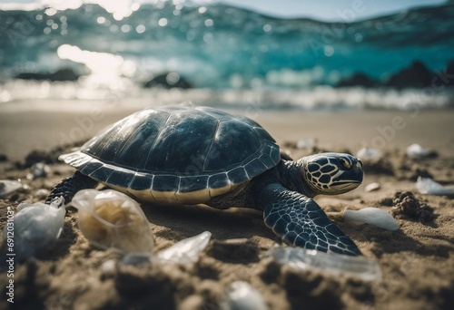 Plastic Pollution In Ocean - Turtle Eat Plastic Bag - Environmental Problem