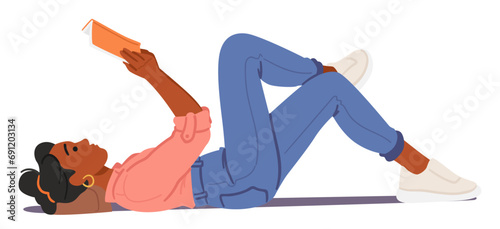 Optimal Reading Posture, Female Character Lying On Back With A Supportive Pillow, Maintaining A Straight Spine