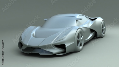 monochrome sports car 3d model, CGI car design