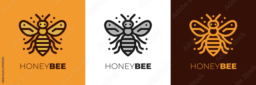 honey Bee logo design vector,  Elegant Bee logo designs concept vector, Honeycomb ilustration logo vector template - obrazy, fototapety, plakaty 