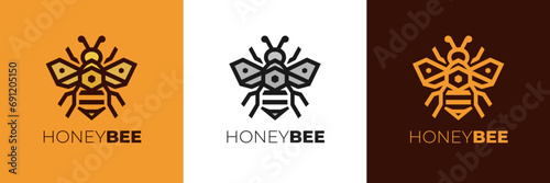 honey Bee logo design vector,  Elegant Bee logo designs concept vector, Honeycomb ilustration logo vector template
